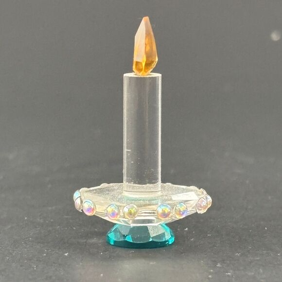 Lead Crystal Christmas Candle Figurine Miniature Holiday Colorful - Picture 3 of 6